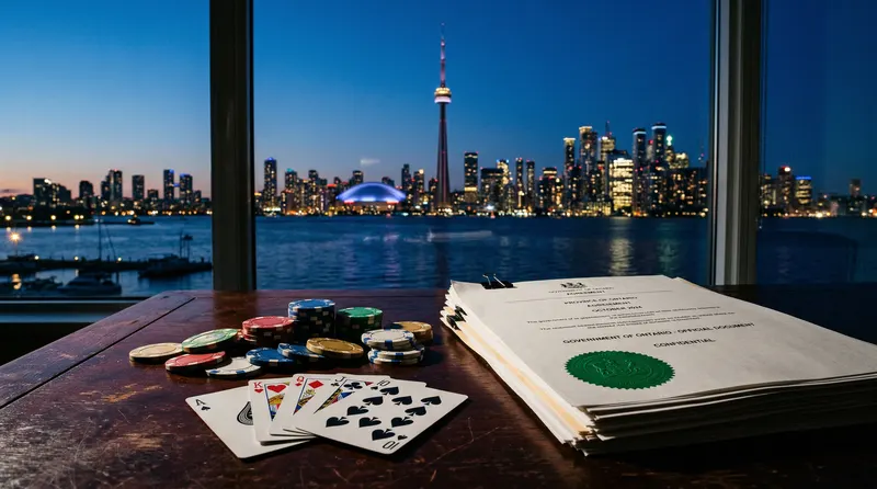 Illustration: Toronto skyline with regulatory documents